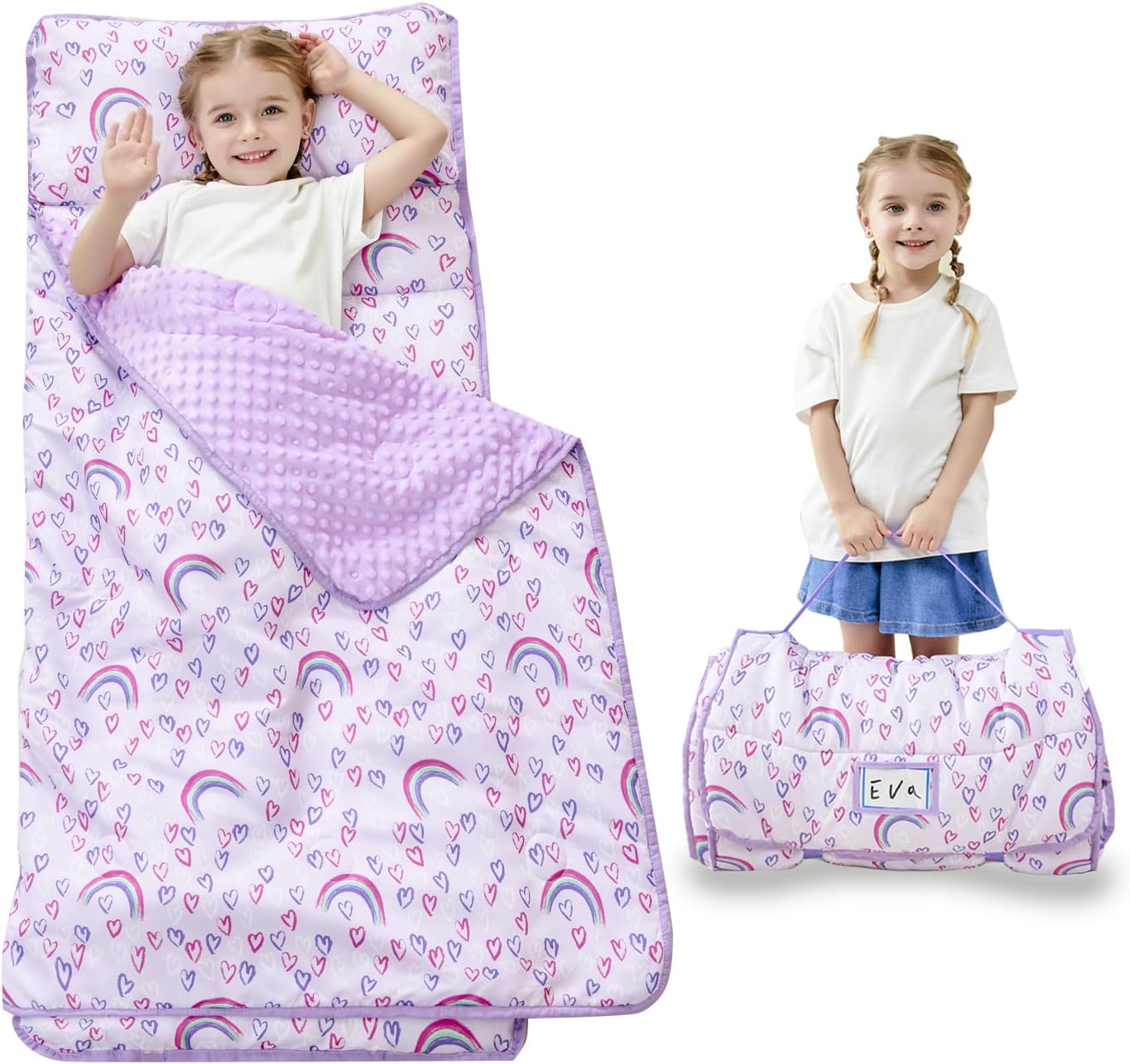 Toddler Nap Mat with Pillow and Blanket Travel-Friendly