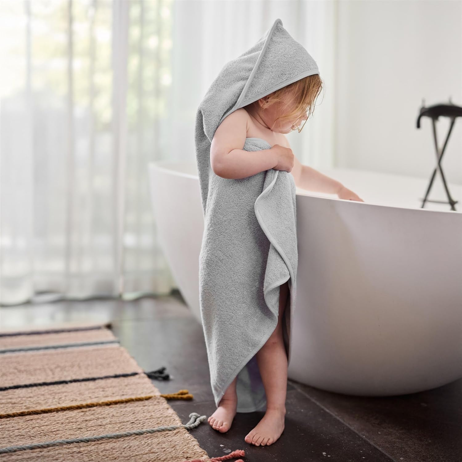 Huxie Baby Hooded Towel - Pearl Grey