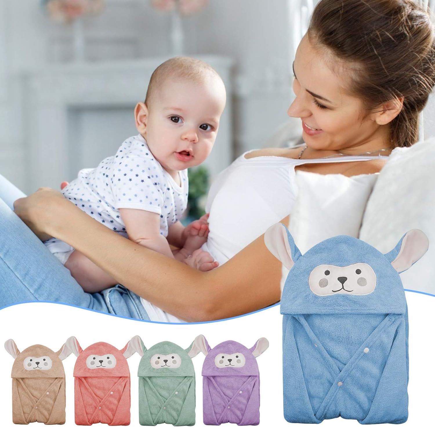 ROMASA Baby Bath Towel Hooded Ultra Soft Towel for Toddlers