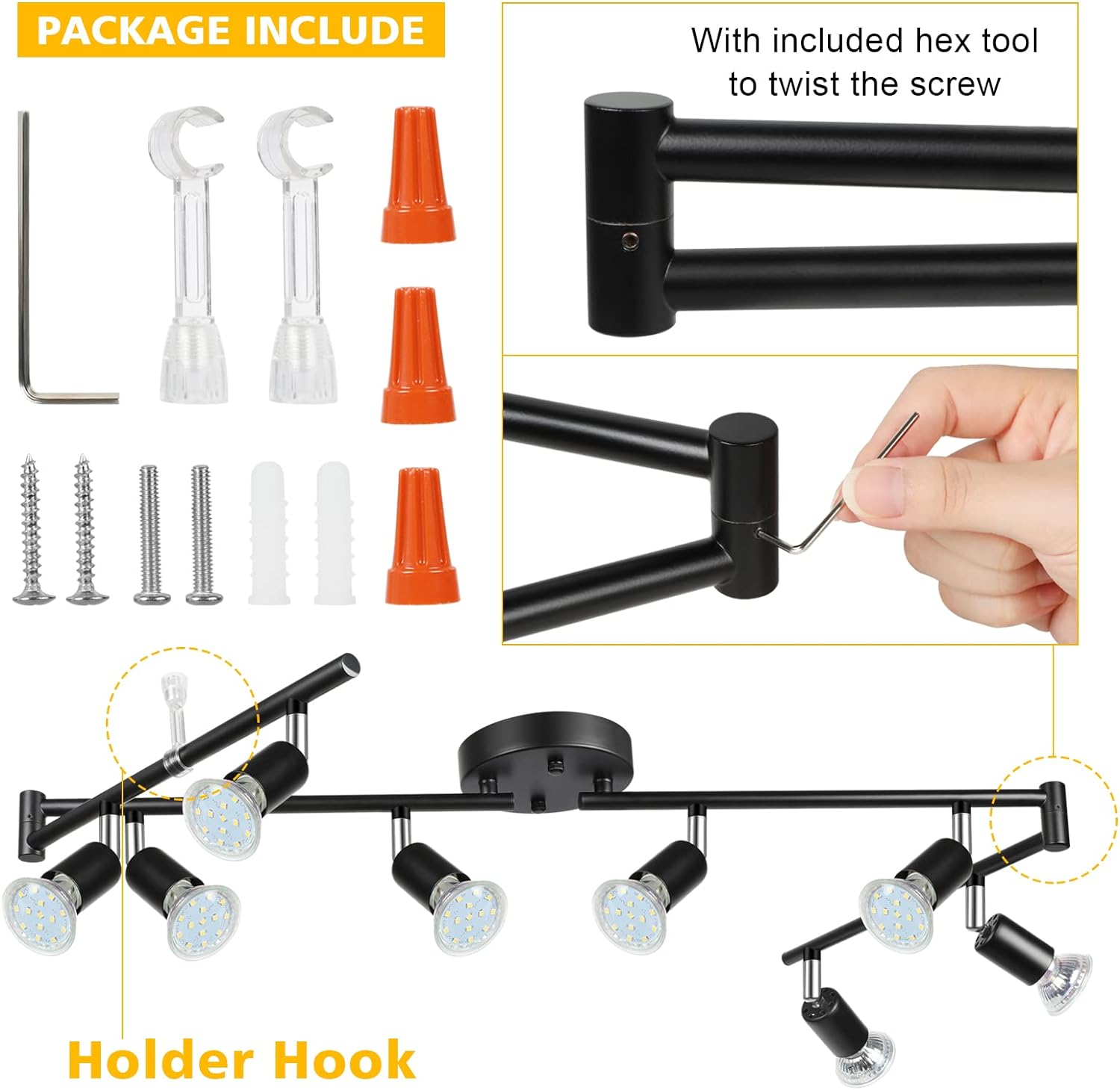 Unicozin LED 8 Light Track Lighting Kit Black 1