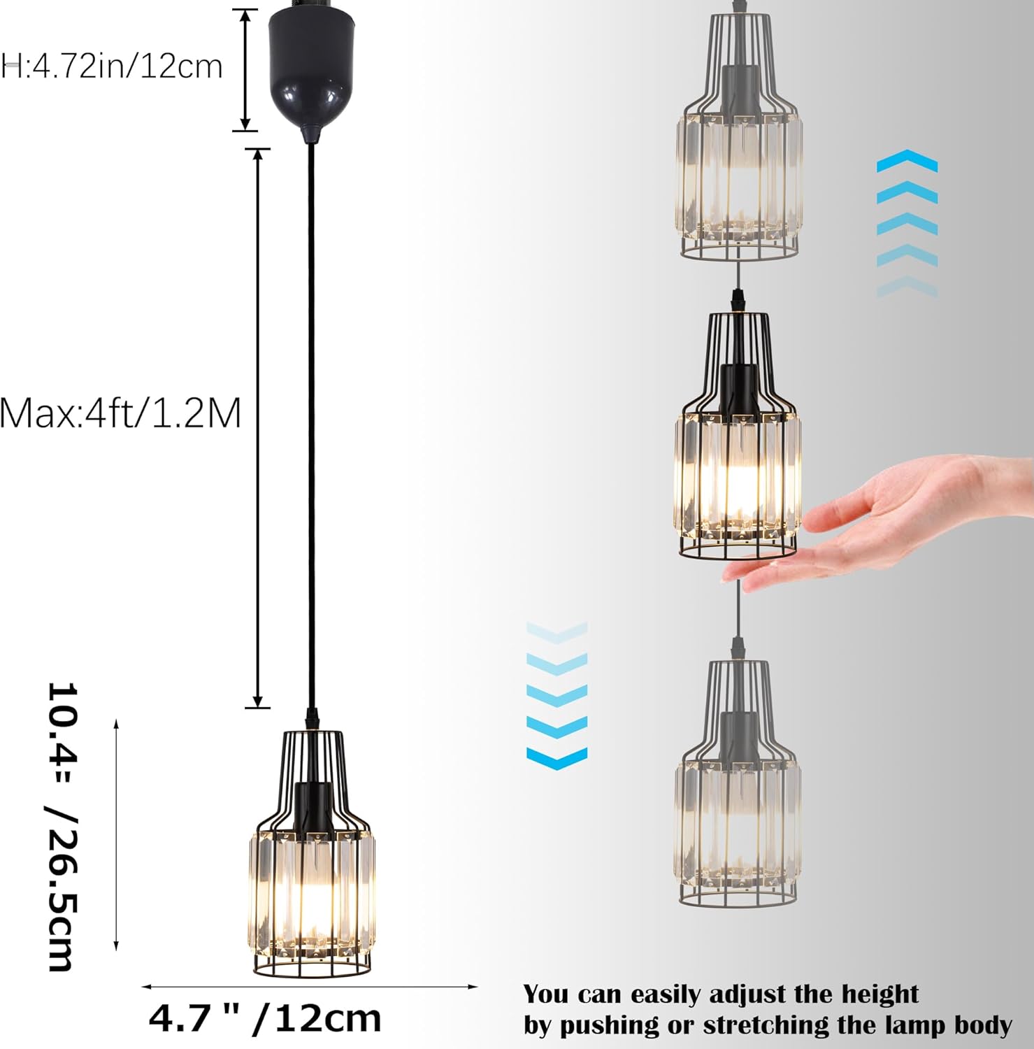 Adjustable Height Halo Track Pendant Light with Clear Crystal Shade 1