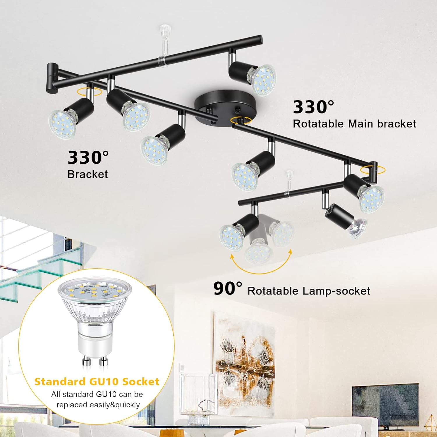 Unicozin LED 8 Light Track Lighting Kit Black 1