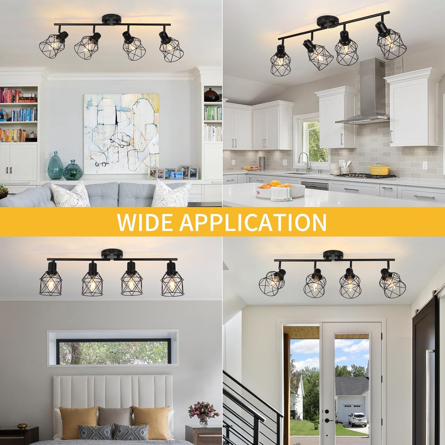 WILON 4-Light Track Ceiling Spot Light with Rotatable Arms and Industrial Design