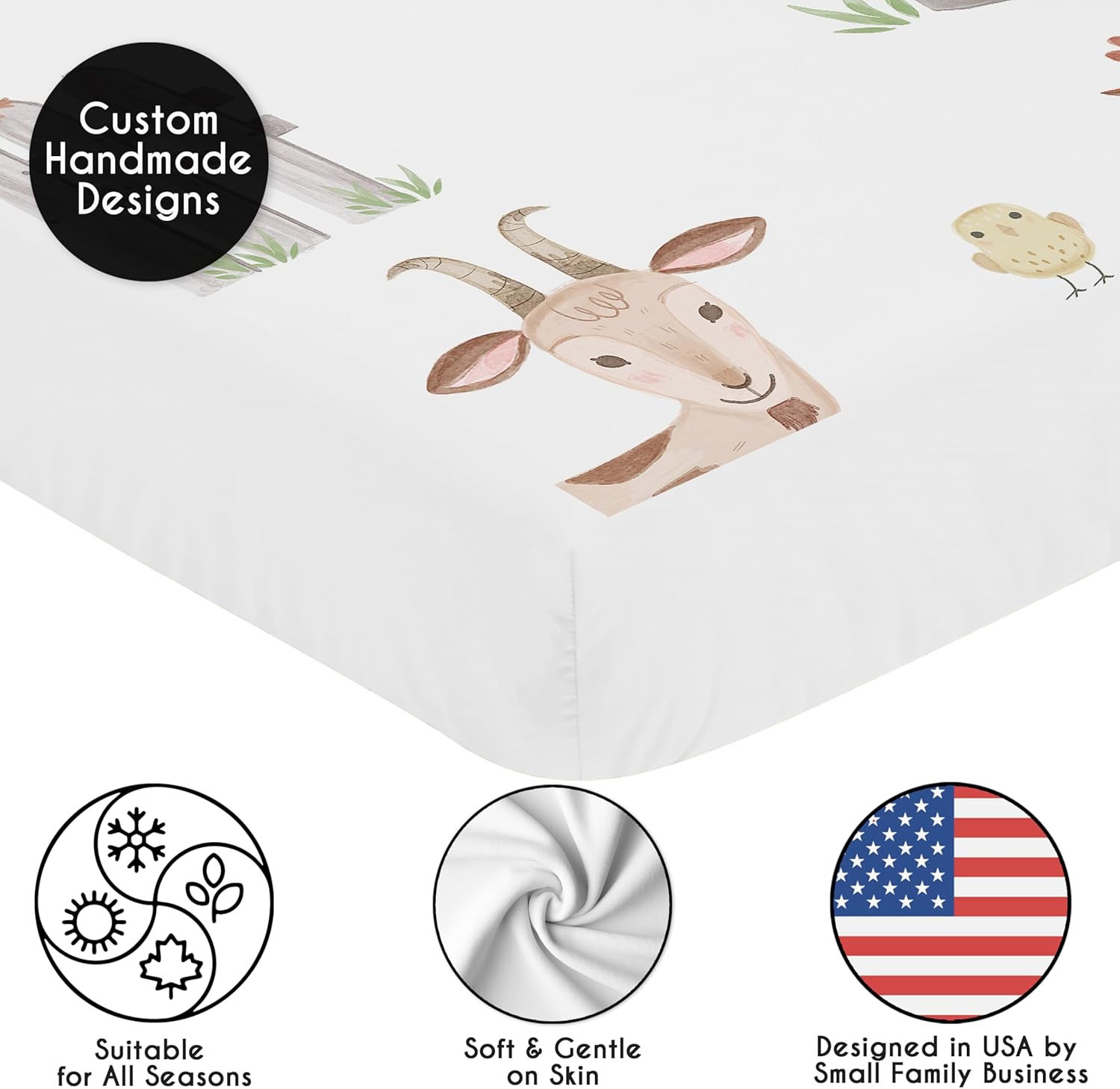 Sweet Jojo Designs Farm Animals Crib Sheet Baby Toddler Bedding