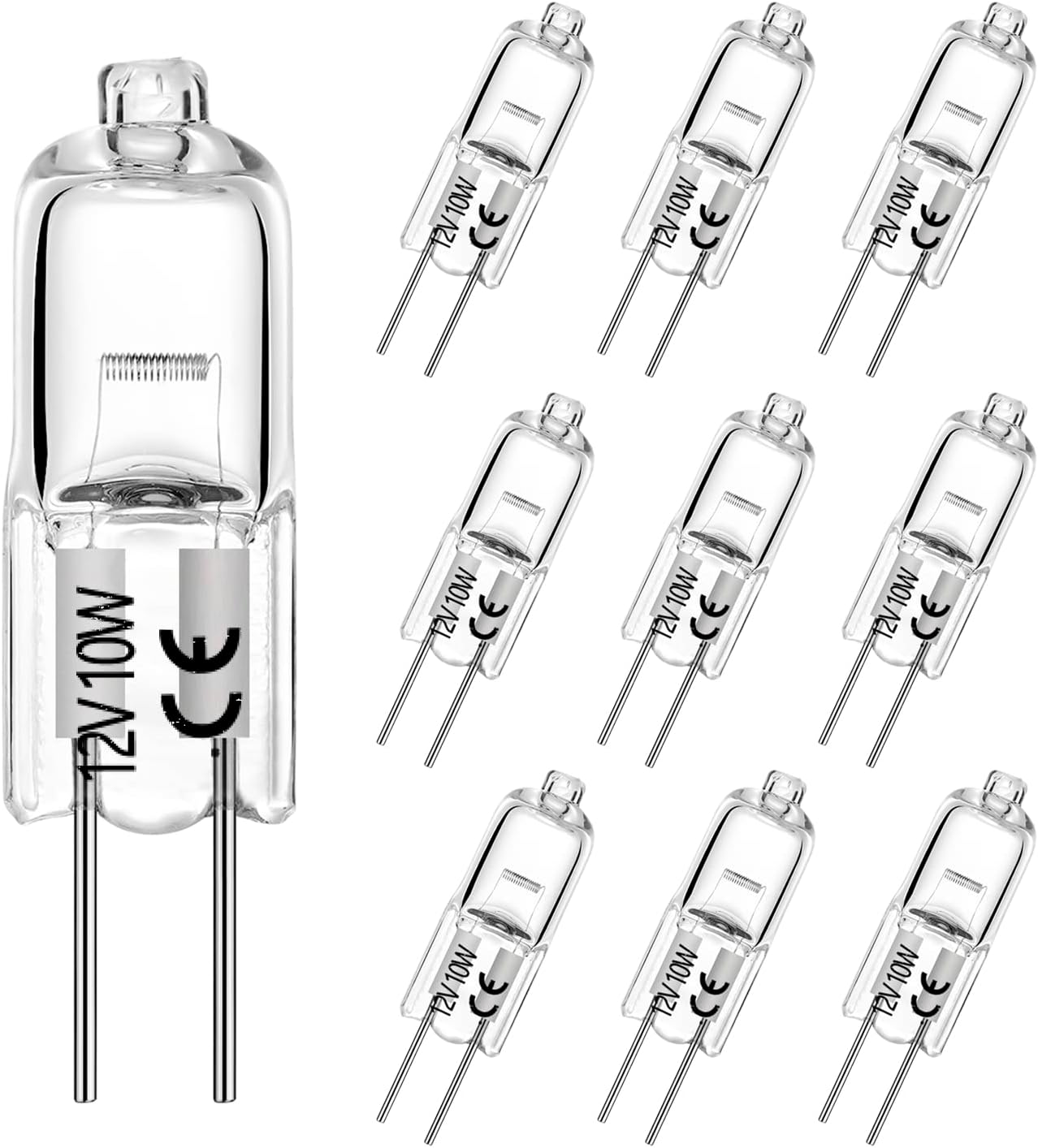 AHEVO 10W 12V Warm White Halogen Bulb G4 Bi-Pin 10 Pack