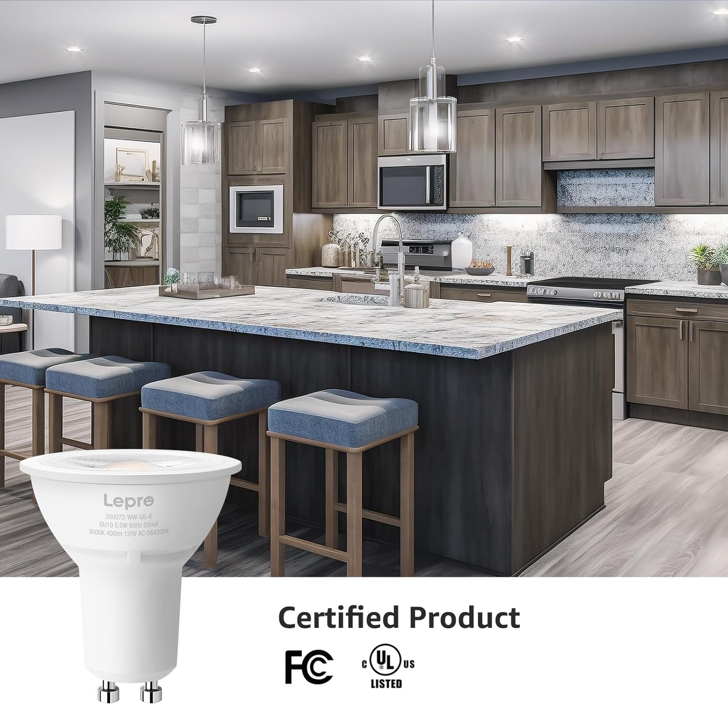 Lepro GU10 LED Bulb 50W Equivalent 55W 5000K Dimmable 40Spotlight 6 Pack