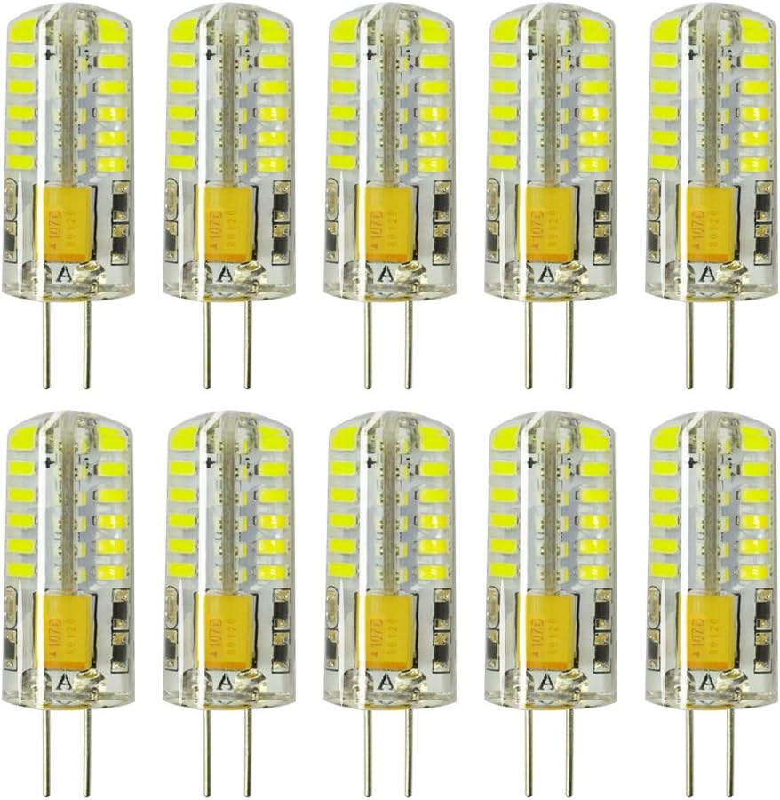 RAYHOO 10pcs G4 LED Bulbs 3W 12V White 6000K