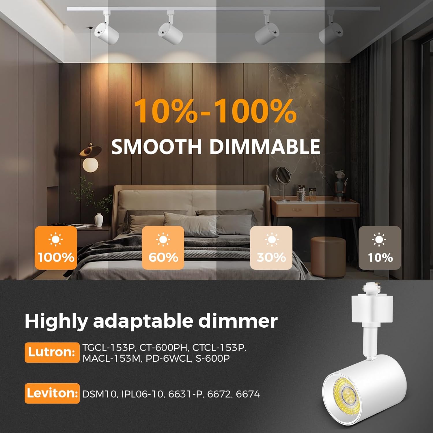 VANoopee 5-Color Dimmable LED Track Light Heads