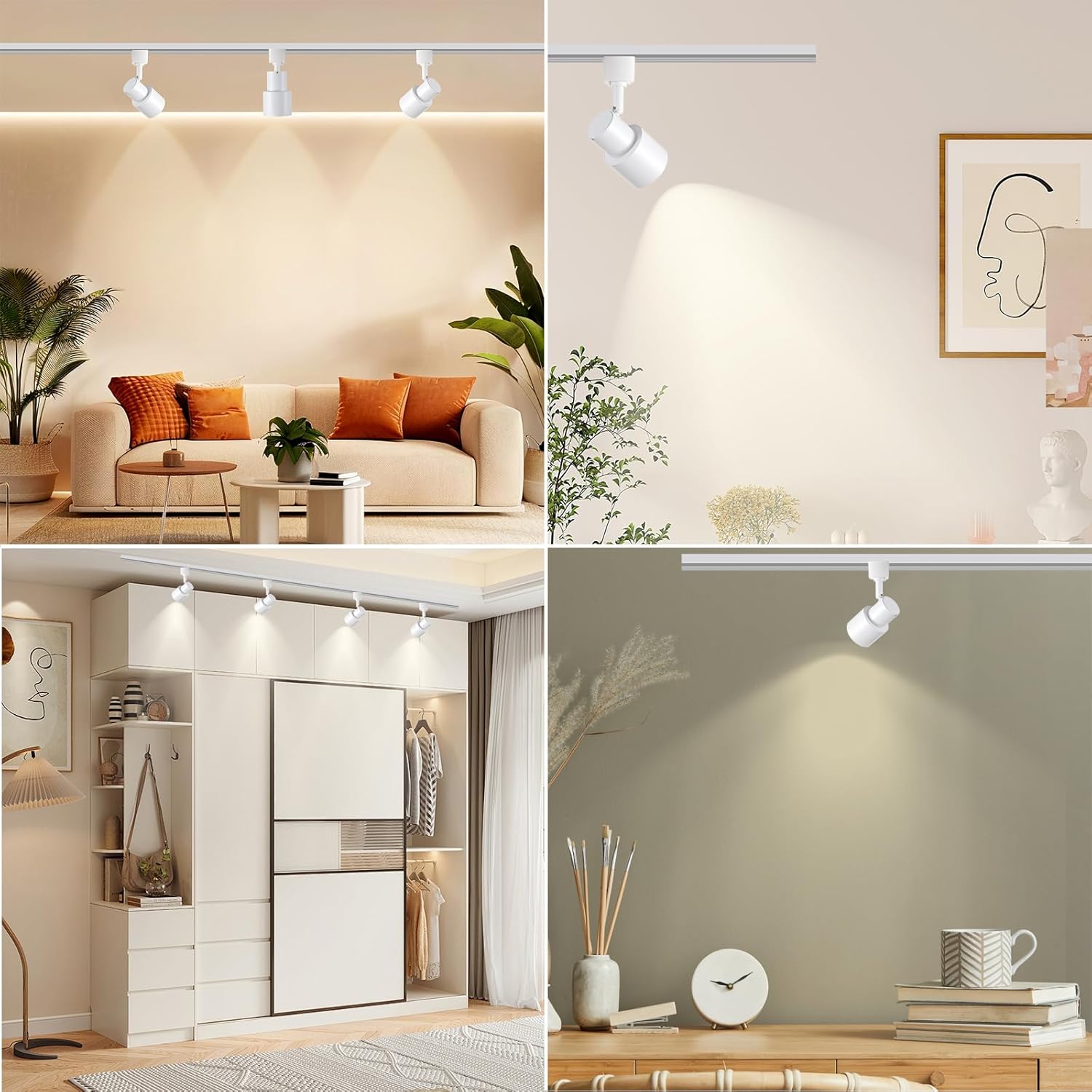 AIBISOD 10W Dimmable H Track Light Heads 4 Pack Warm White