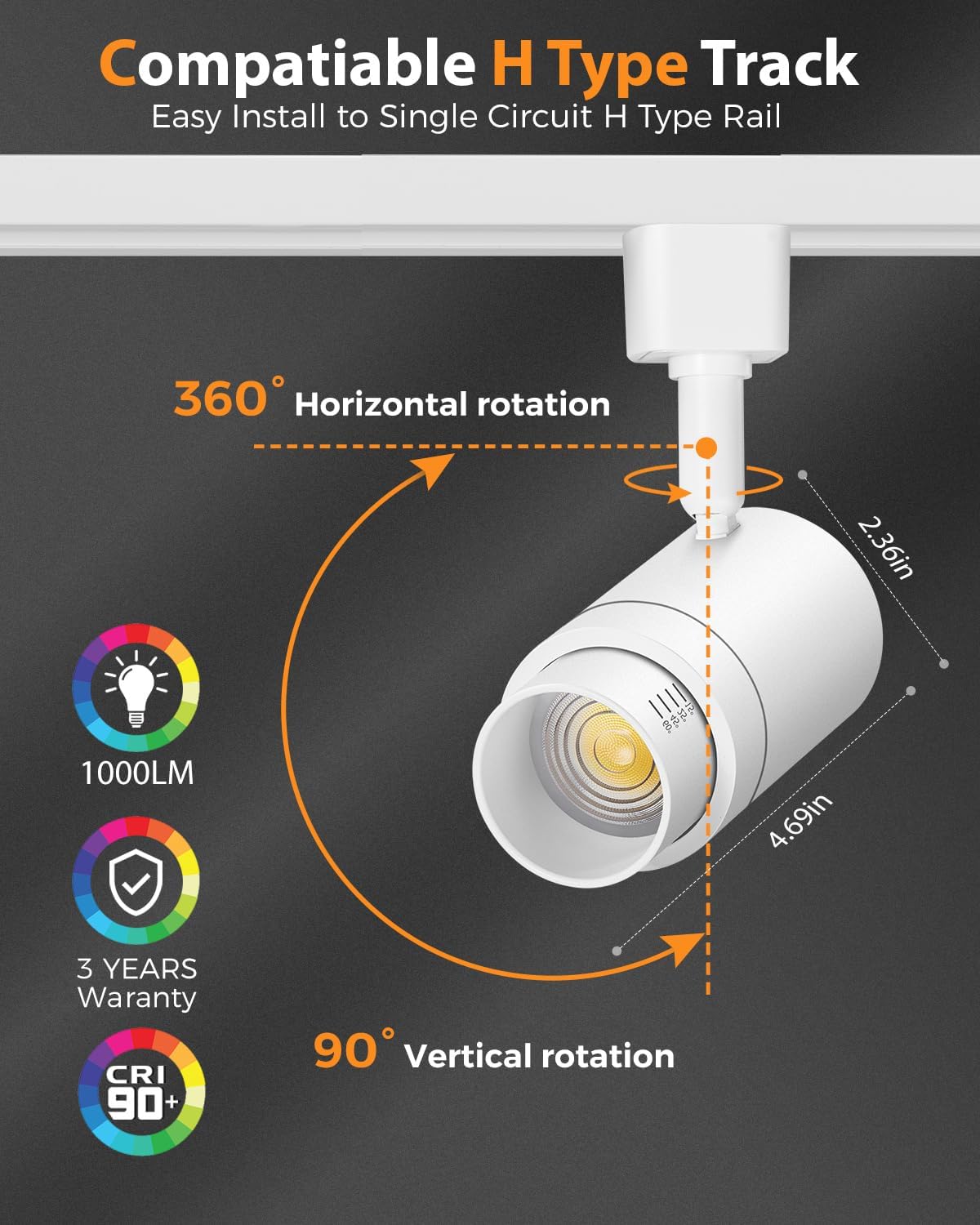 TuyuBEE 12W Dimmable LED Track Light Heads - 12 Pack White 3000K