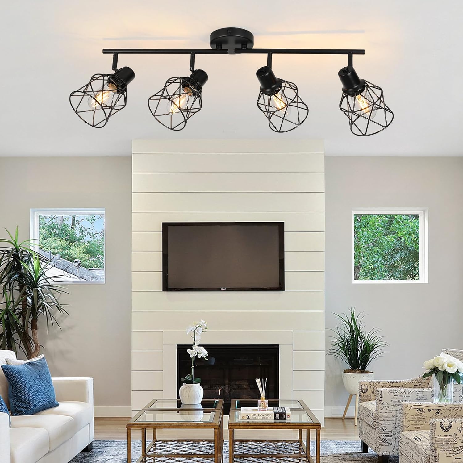 WILON 4-Light Track Ceiling Spot Light with Rotatable Arms and Industrial Design