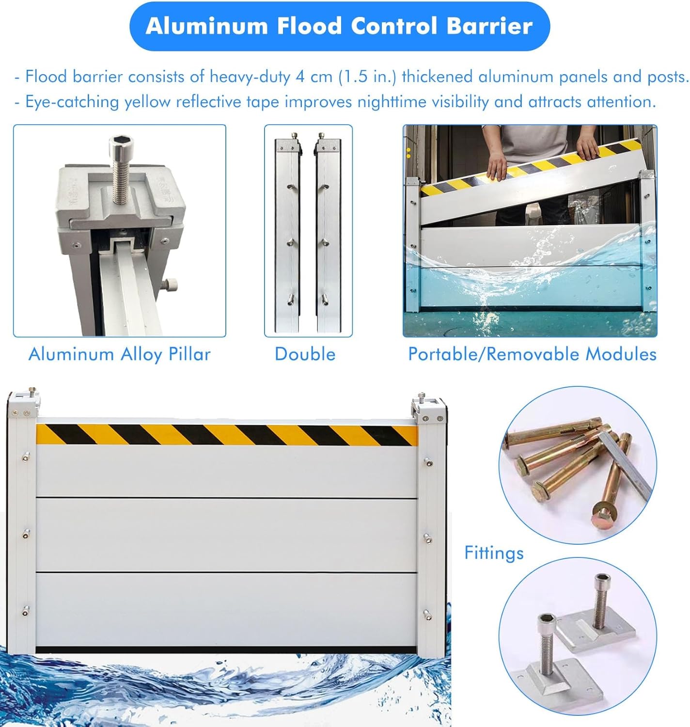 Heavy Duty Aluminum Flood Control Barrier 3ft 4ft 5ft Tall