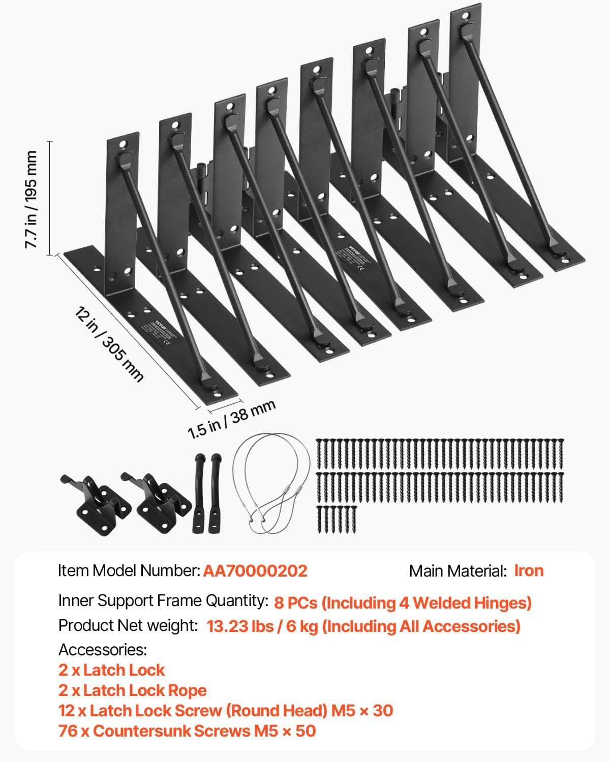 VEVOR Gate Corner Brace Bracket 2 Sets Black