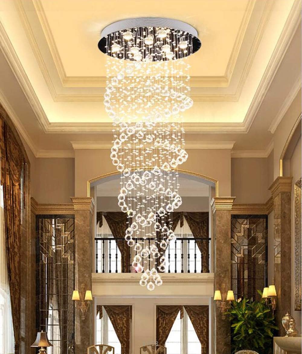 LED Hanging Chandelier with Double Spiral Crystal Design