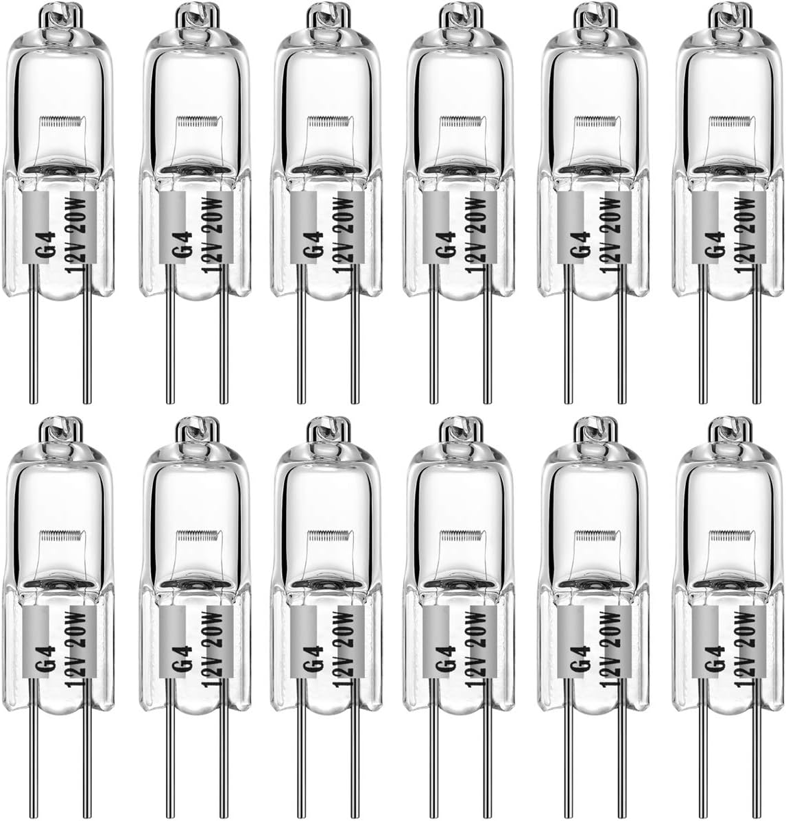 AHEVO 20W 12V Warm White G4 Bi-Pin Halogen Bulb 12 Pack
