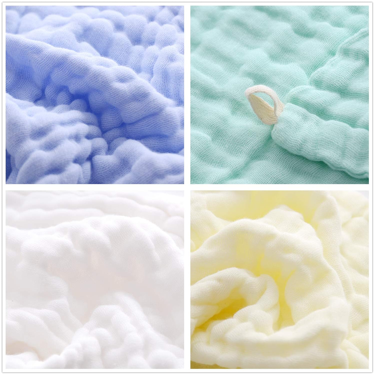 MUKIN Baby Washcloths - 5 Pack 12x12 Inches Soft Safe for Sensitive Skin