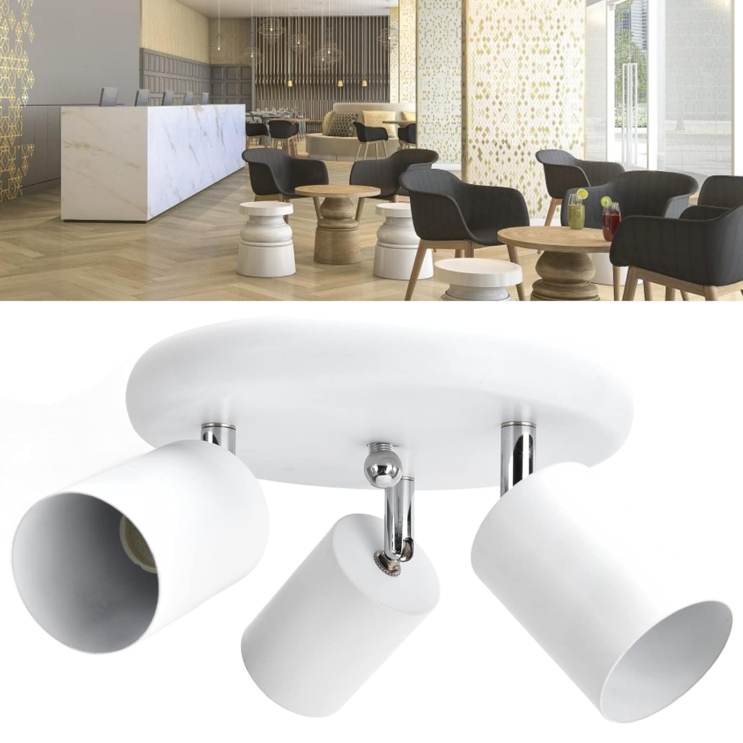 Ceiling Spotlight Holder with Rotatable Base Matte Black 3 Positions