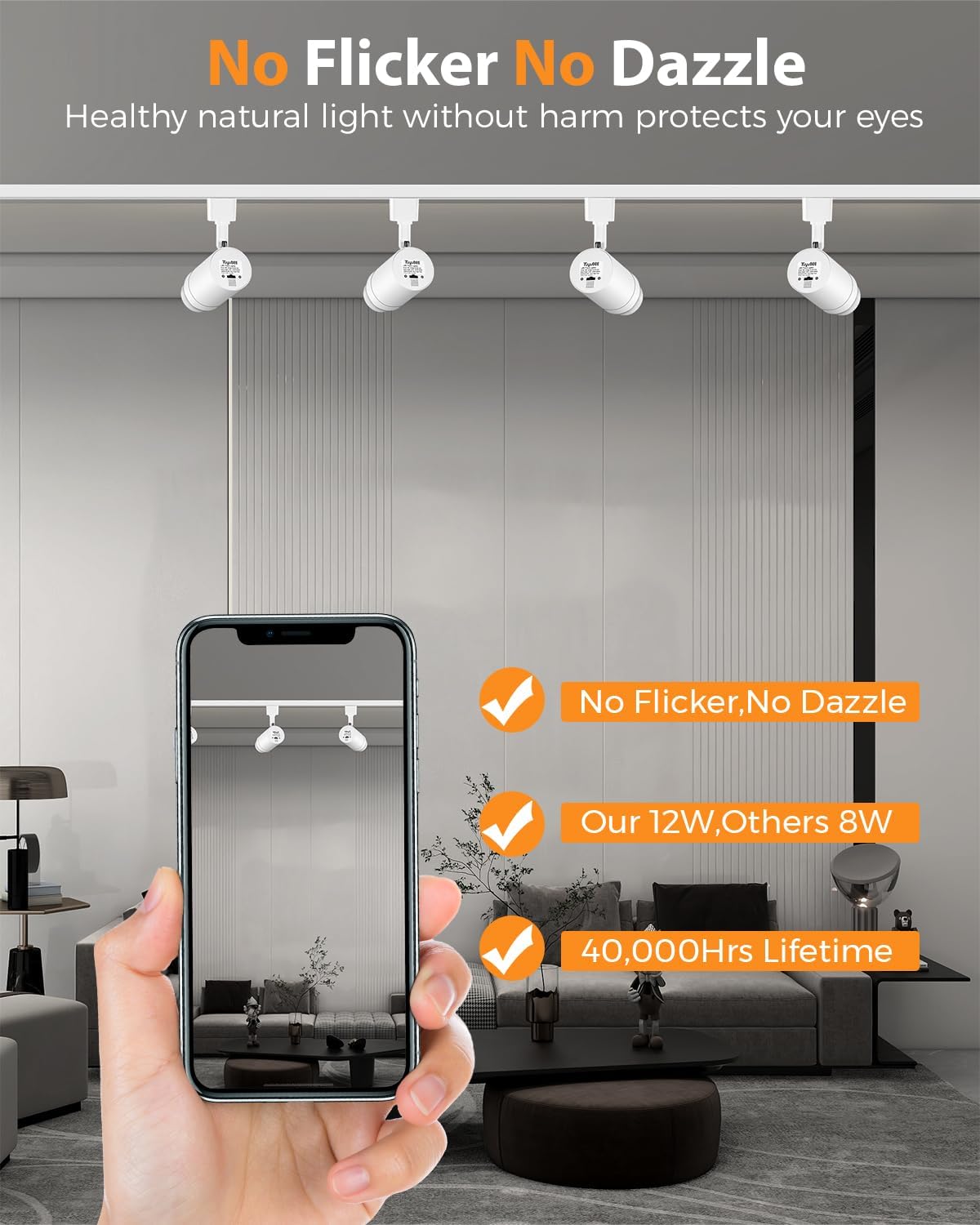 TuyuBEE 12W Dimmable LED Track Light Heads - 12 Pack White 3000K