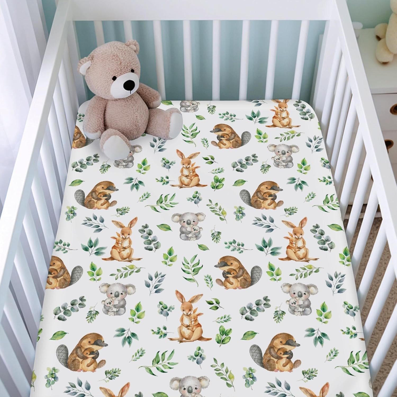KASTLEE Baby Crib Sheets with Koala and Kangaroo Design