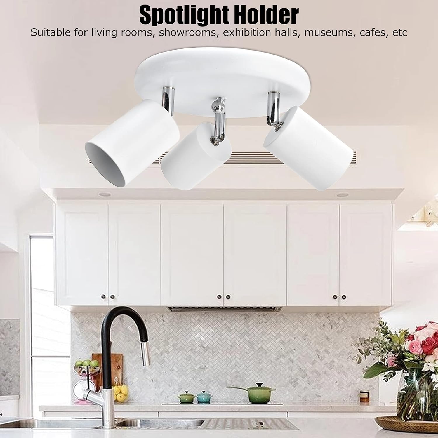 Ceiling Spotlight Holder with Rotatable Base Matte Black 3 Positions
