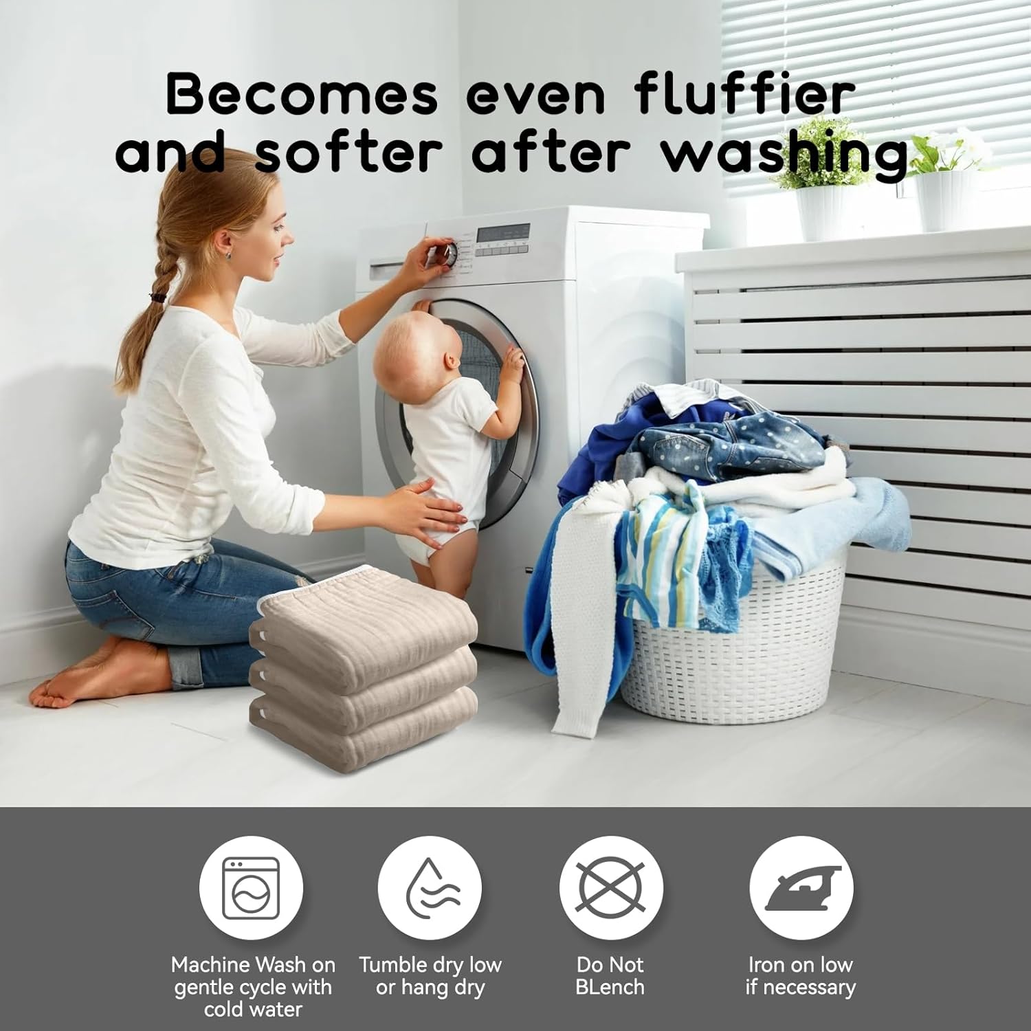 Arnzion Baby Hooded Towels 2 Pack Brown White 1