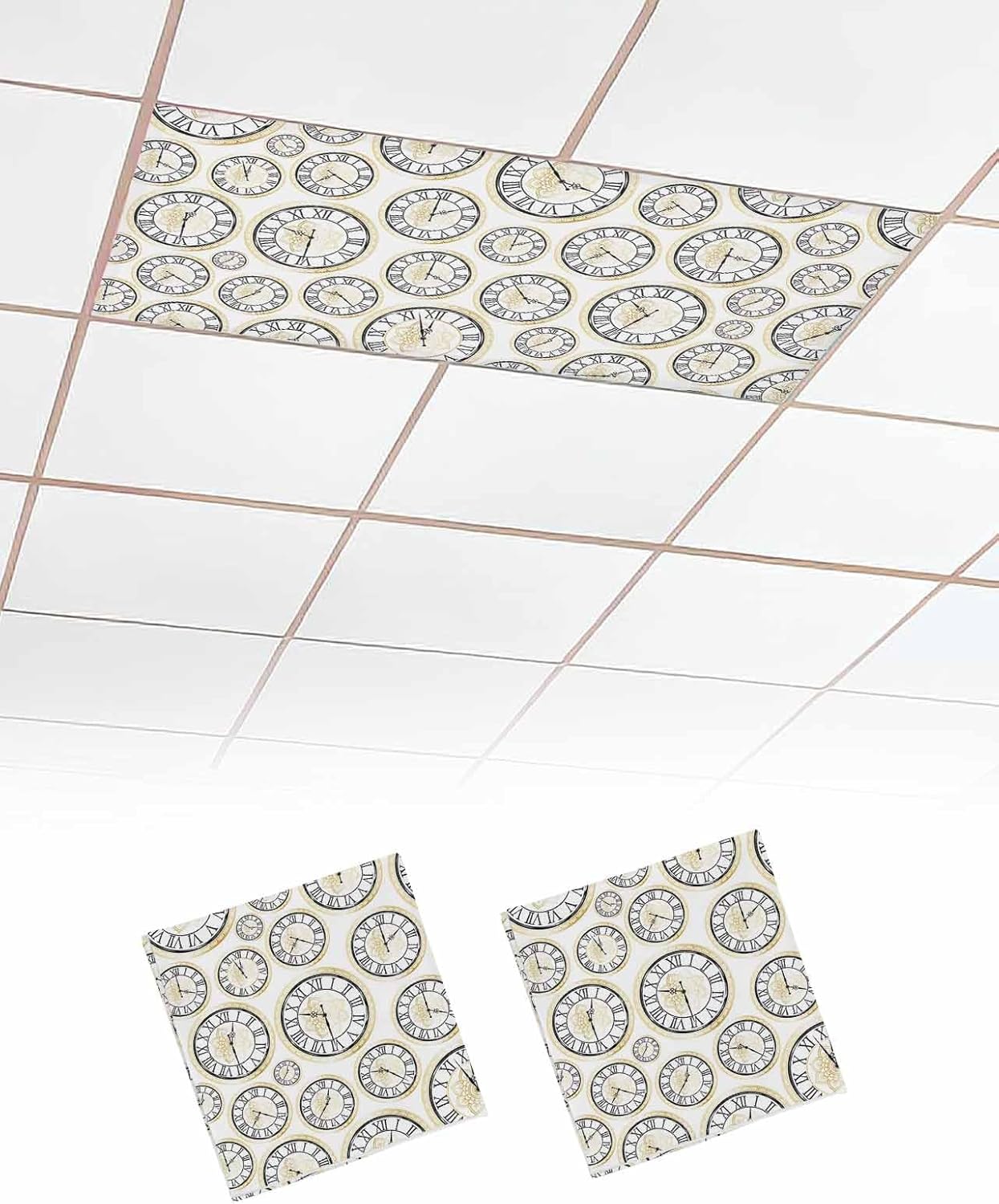 Gold Flower Clock Magnetic Light Covers 2PCS