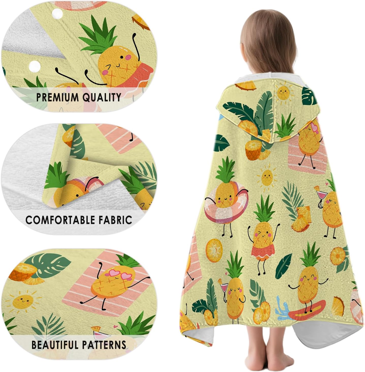 Pineapple Hooded Beach Towel for Kids
