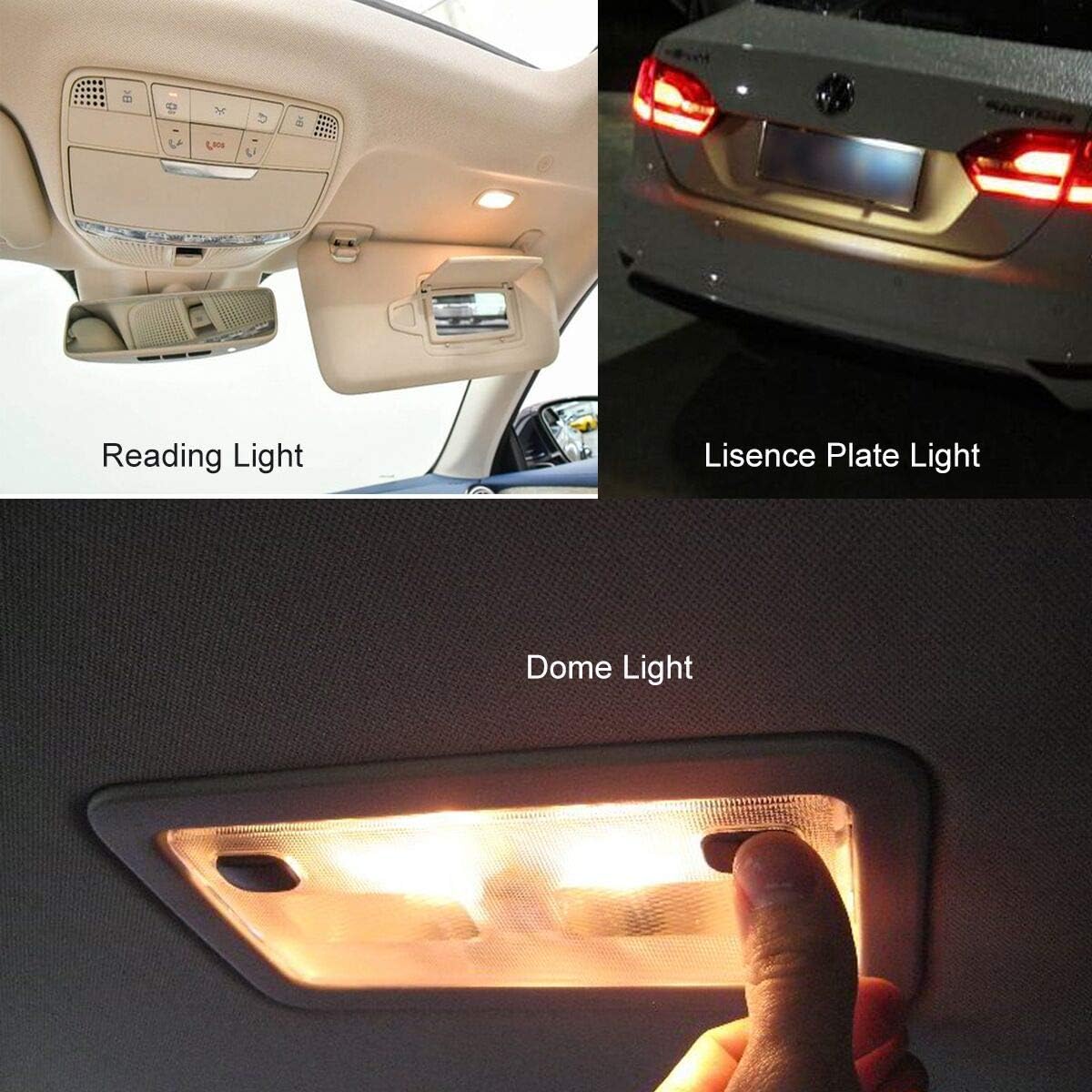 Noobibaba T10 Wedge Base LED Bulb 12V 1W 10-Pack Warm White 2700K