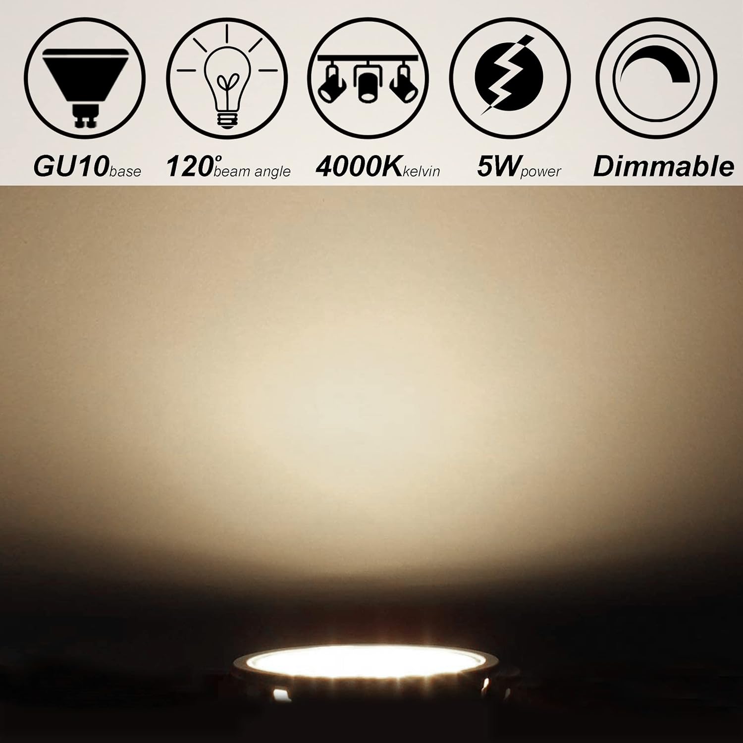 ALIDE Dimmable GU10 LED Flood Light Bulbs 120V 6Pack Wide Beam 120 Deg