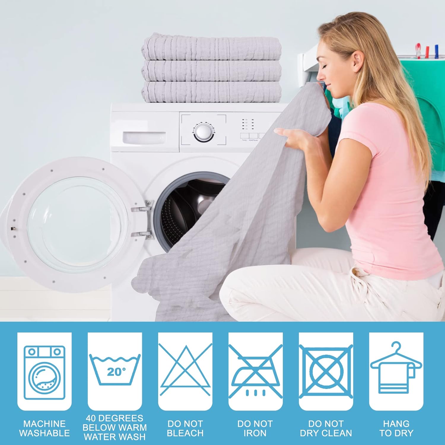 Asung 3 Pack Muslin Baby Towels 6 Layers Grey 1