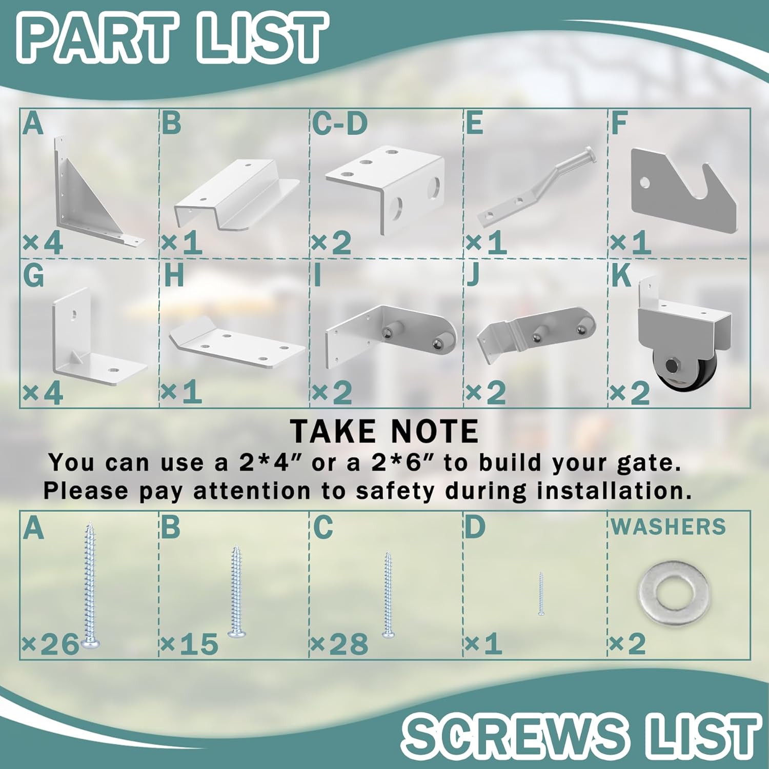 Lygoeege Heavy Duty Sliding Gate Kit 200Lbs Moonlight White