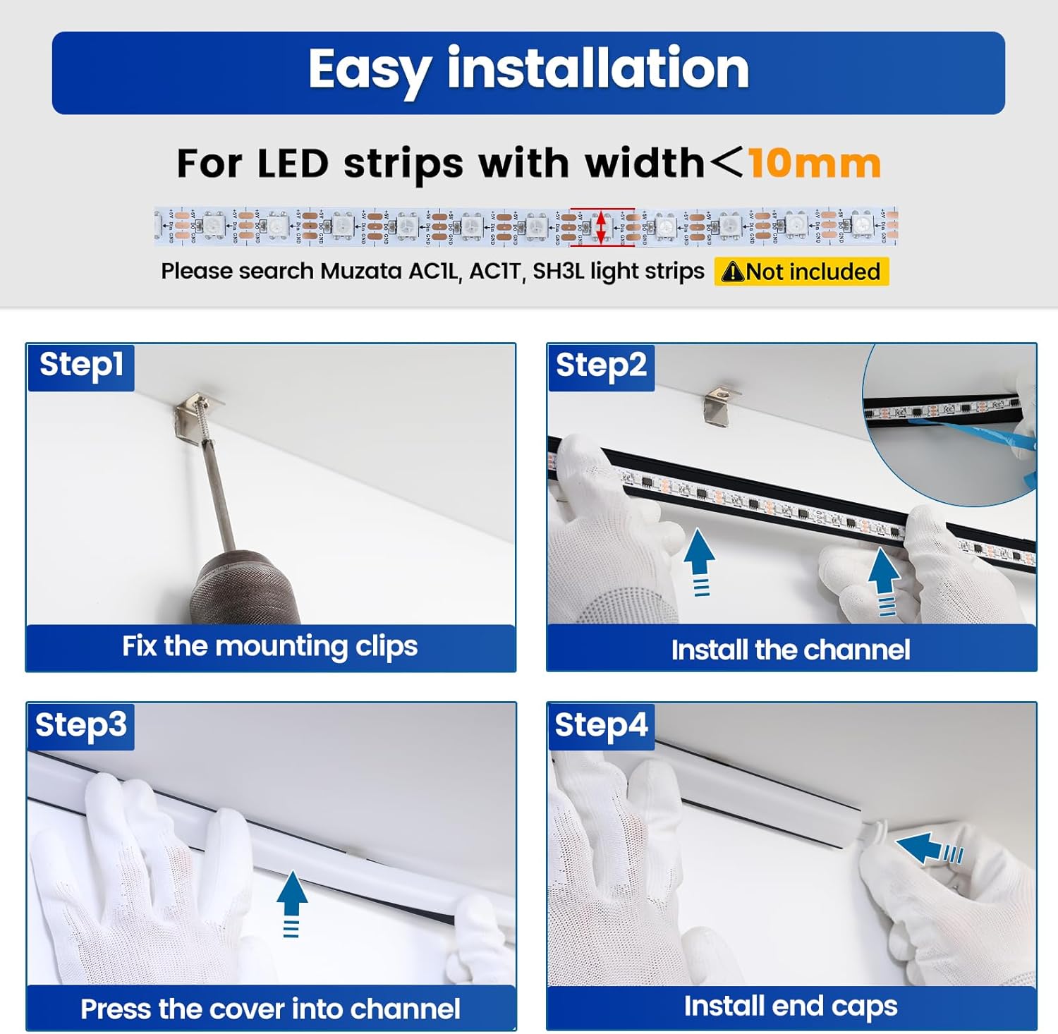 Muzata 164FT LED Strip Light Waterproof 96LEDsm
