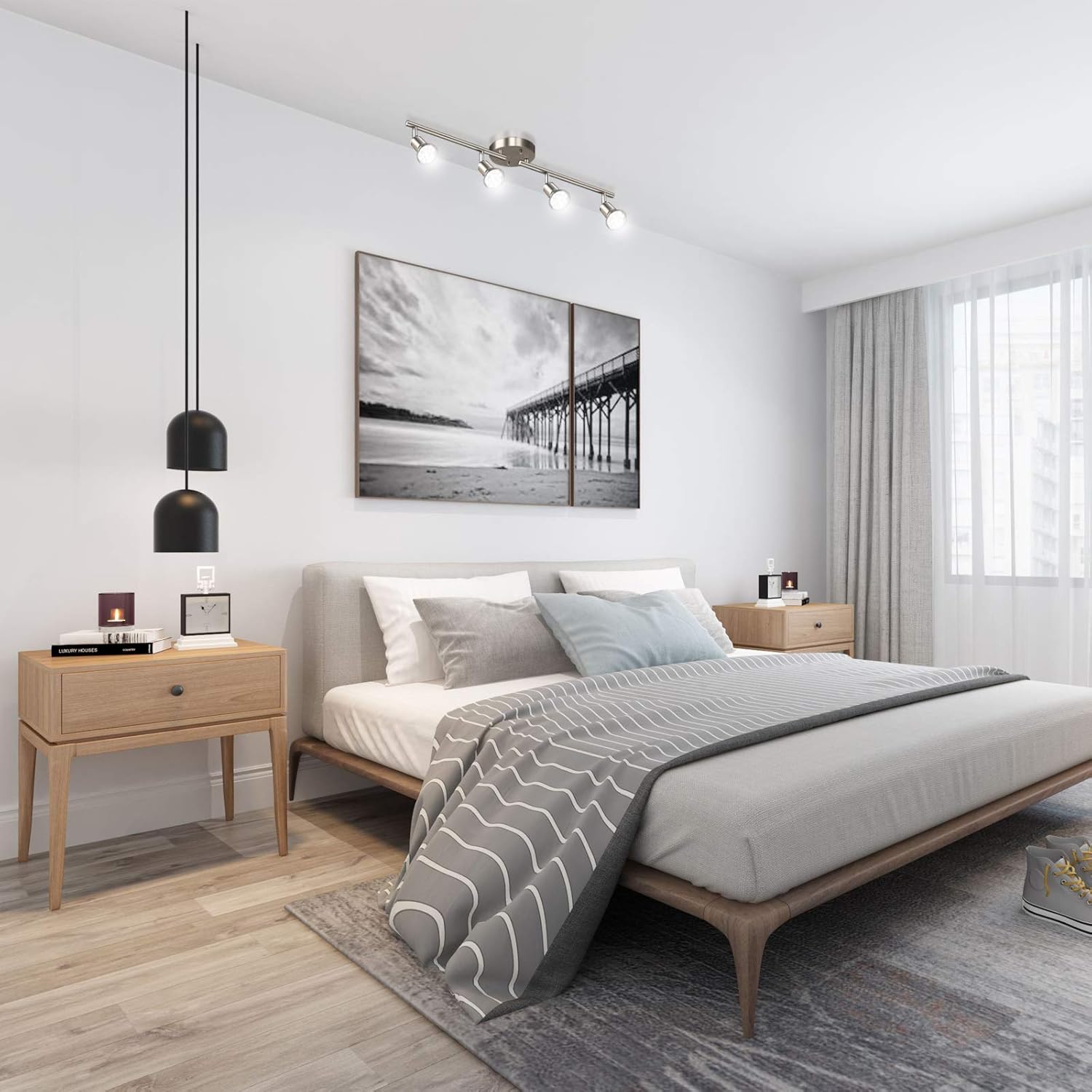 Ascher 4-Light LED Track Lighting Kit with Matt Nickel Finish