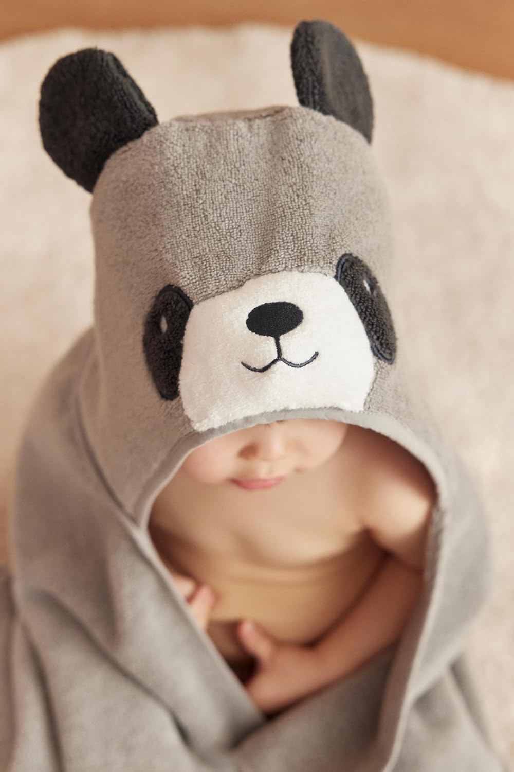 MORI Hooded Panda Bath Towel for Kids - Unisex Grey