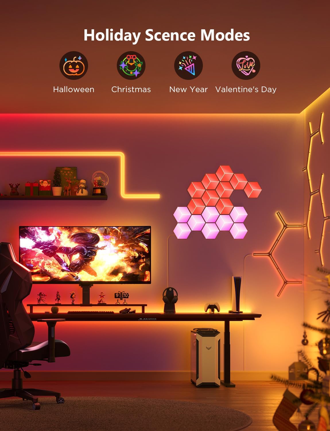 Govee Glide Y Lights 7 Pack RGBIC LED Wall Lights 1