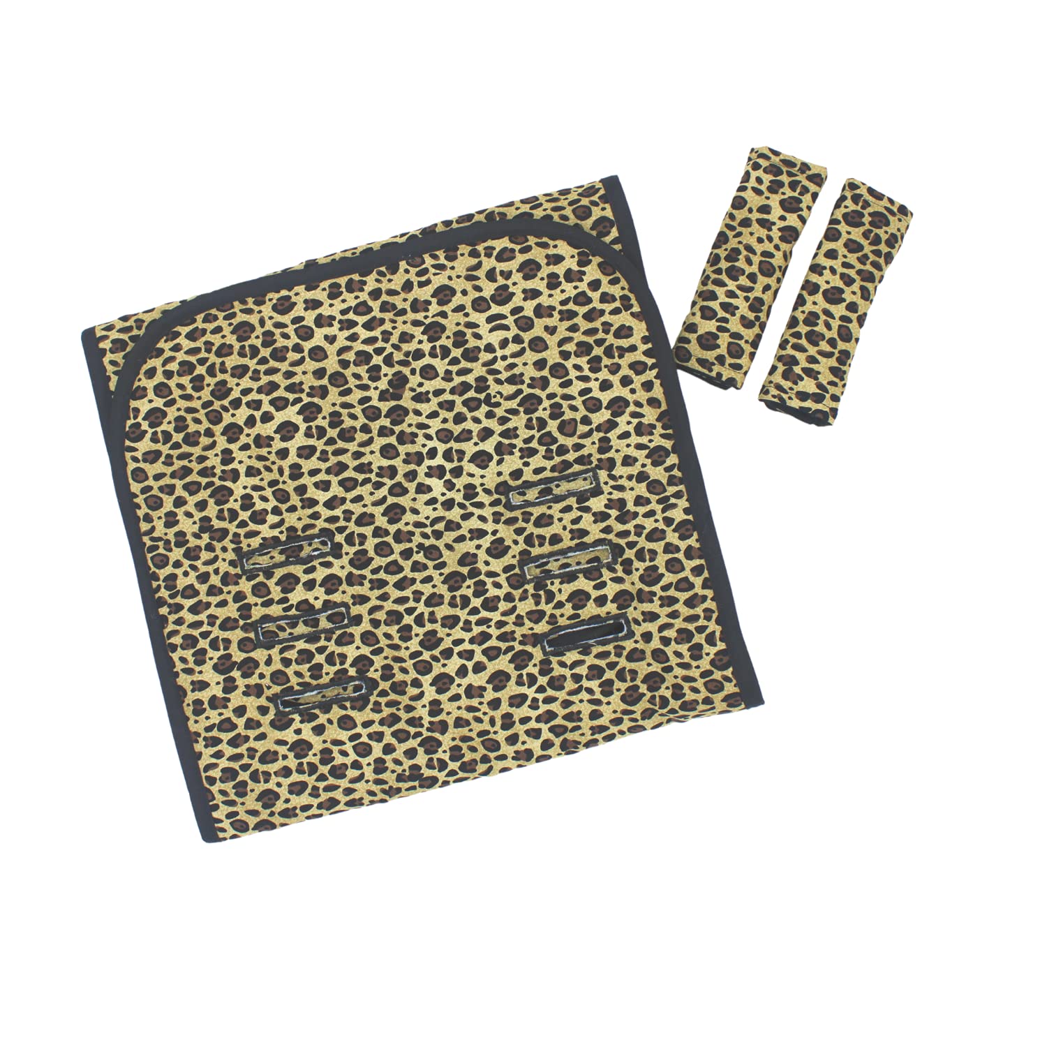 Handmade Black Leopard Stroller Liner Set