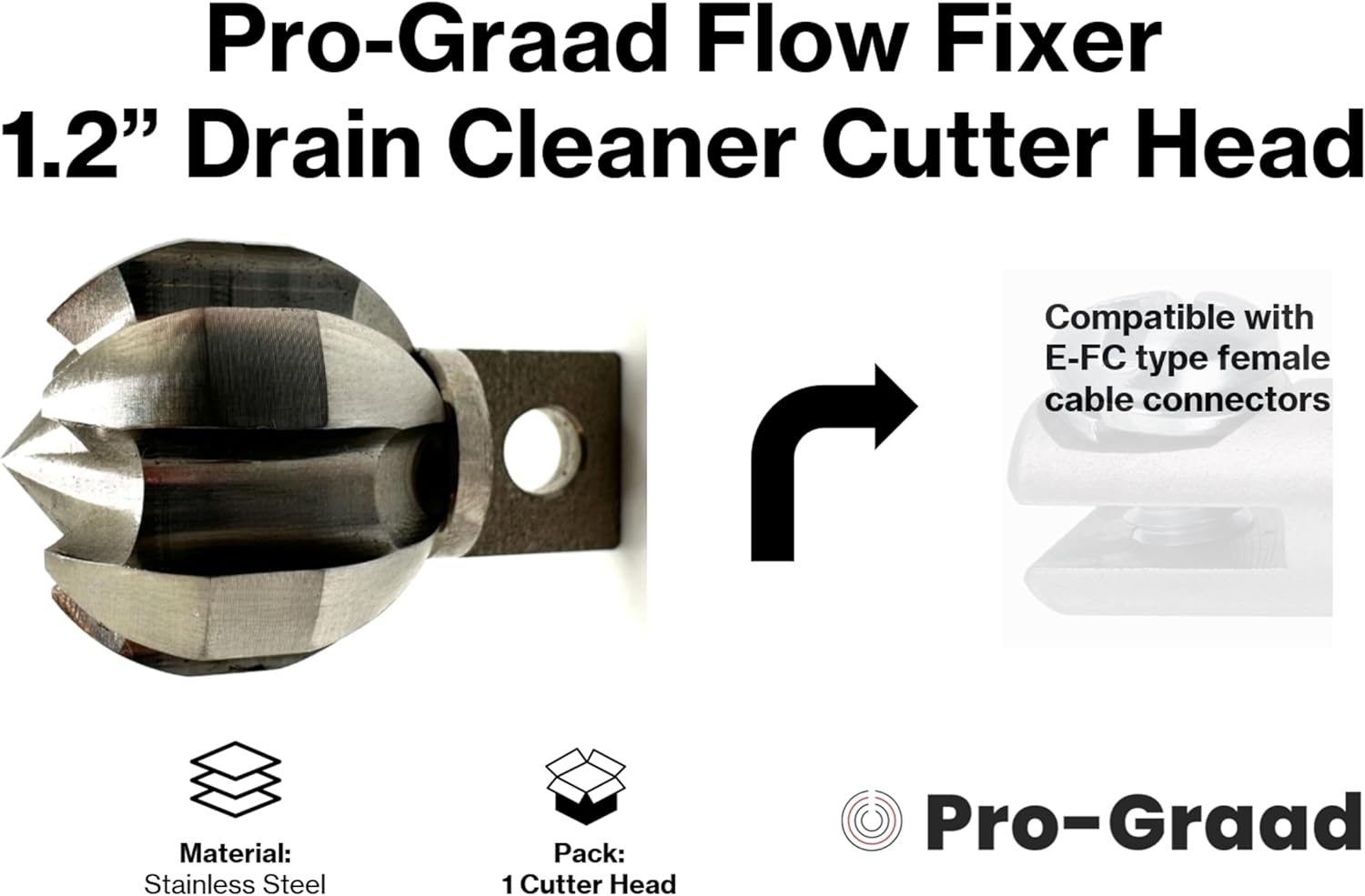 Pro-Graad 12 Flow Fixer Drain Cleaner Cutter Head 1