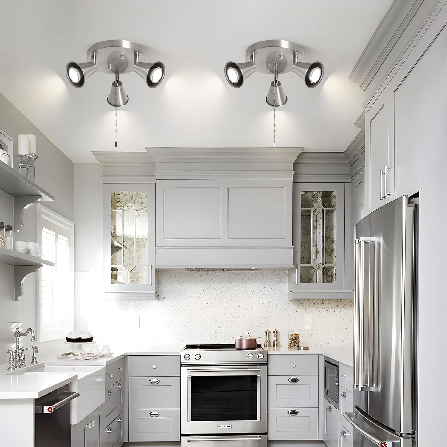 SEEBLEN 3-Light Track Ceiling Light with Pull Chain OnOff