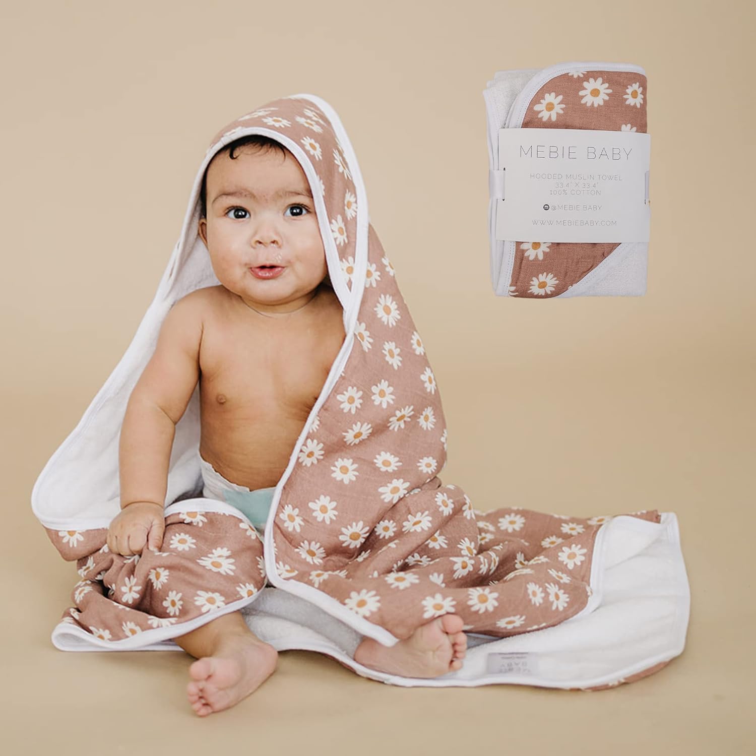 Mebie Baby Hooded Towel - Daisy Dream 334x334 Inches
