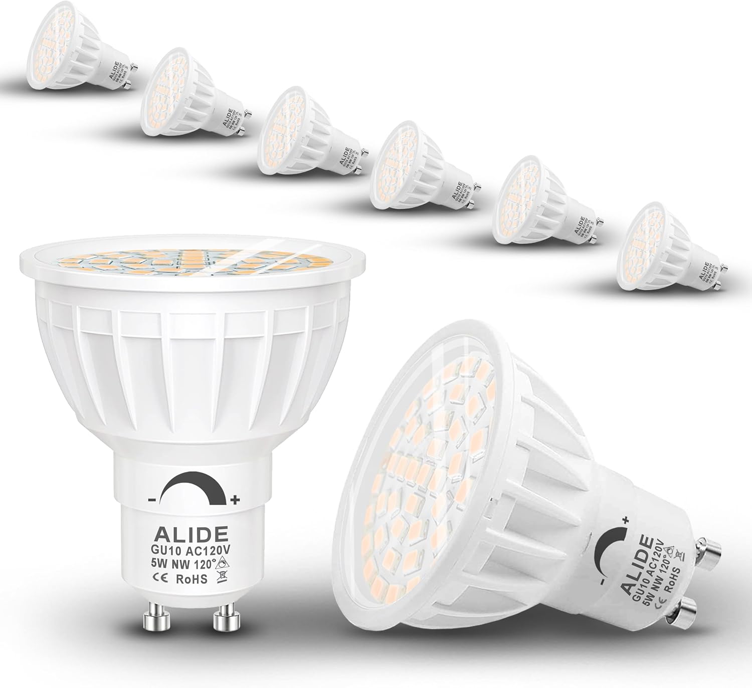 ALIDE Dimmable GU10 LED Flood Light Bulbs 120V 6Pack Wide Beam 120 Deg