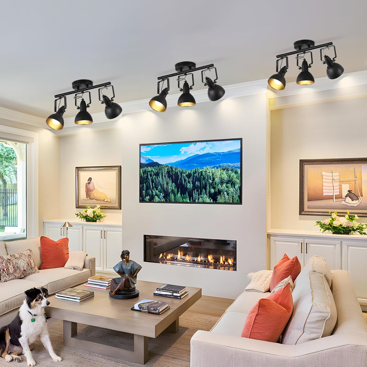 MUEOF Industrial 3-Light Track Lighting Black Ceiling Spotlight