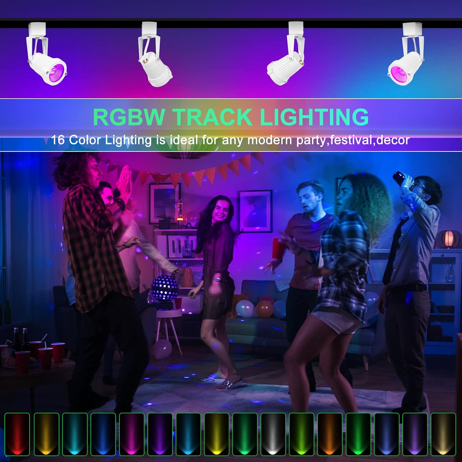 12W RGBW LED Track Light Heads with Remote Control 10 Pack