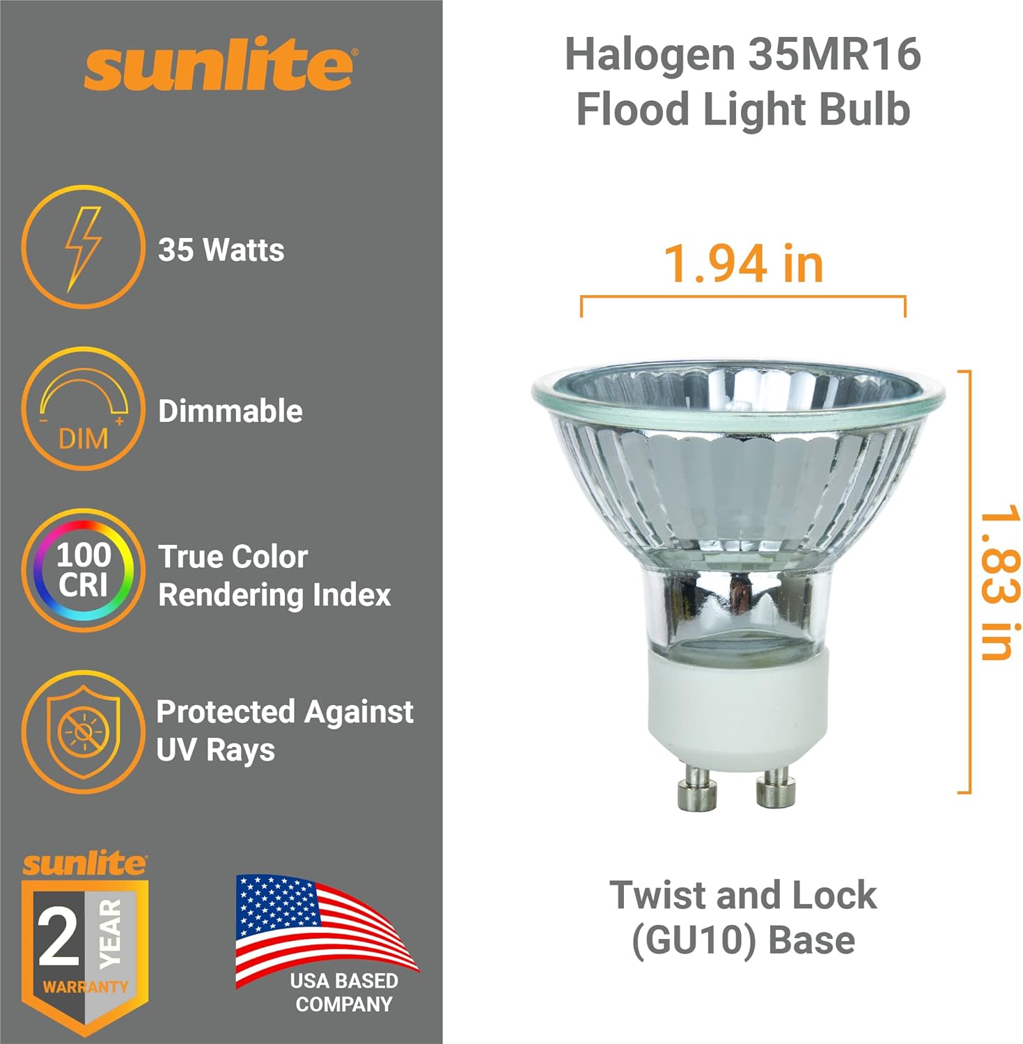 Sunlite MR16 Halogen Bulb 35W 38 Flood 6-Pack