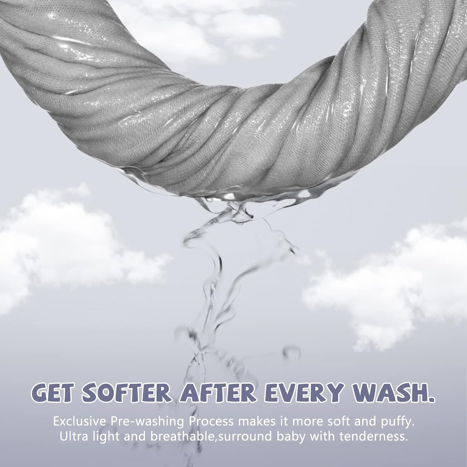 MUKIN Baby Washcloths - 6 Pack Soft Face Cloths for Newborn