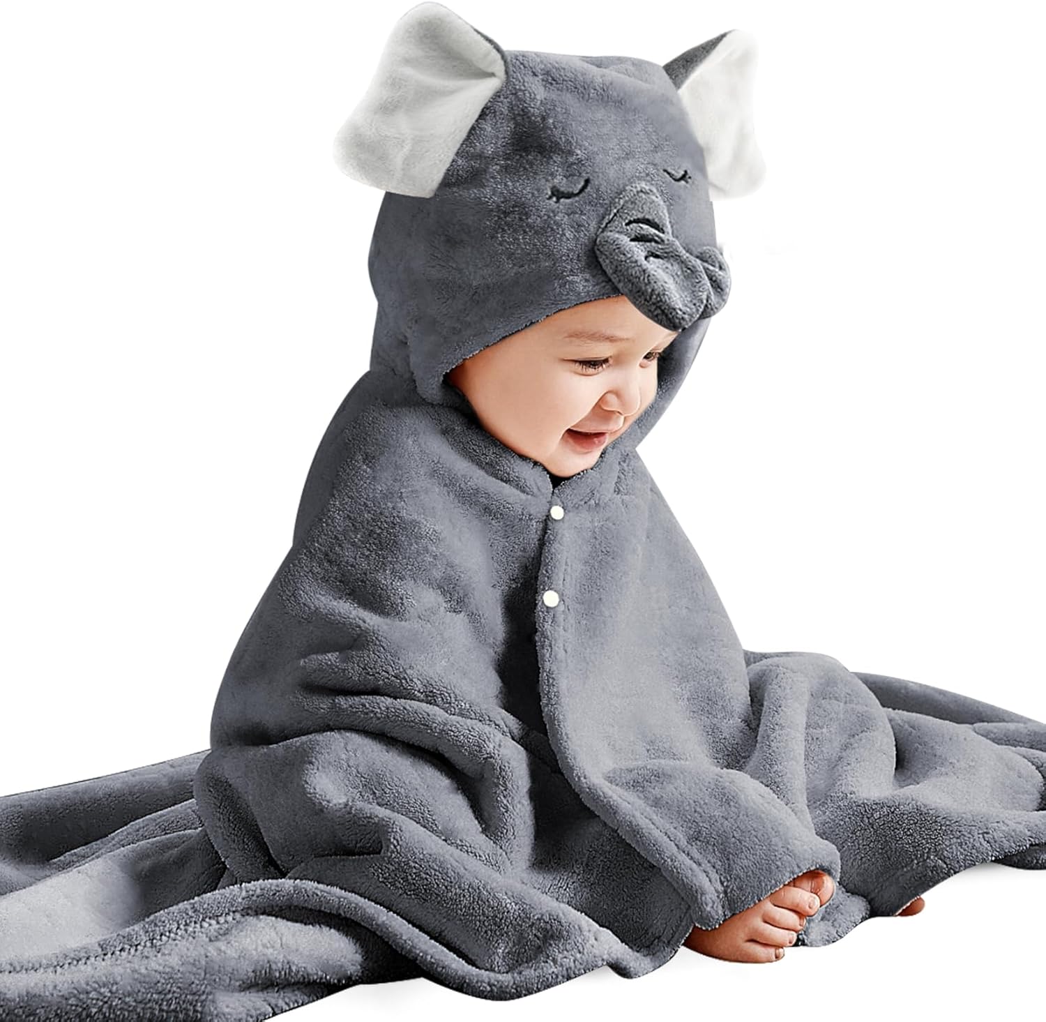 IFaryMes Toddler Bath Towel with Hood - Gray Elephant