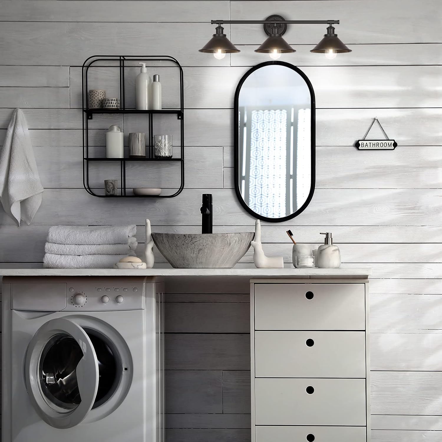 Licperron 3-Light Black Wall Vanity Light Fixture