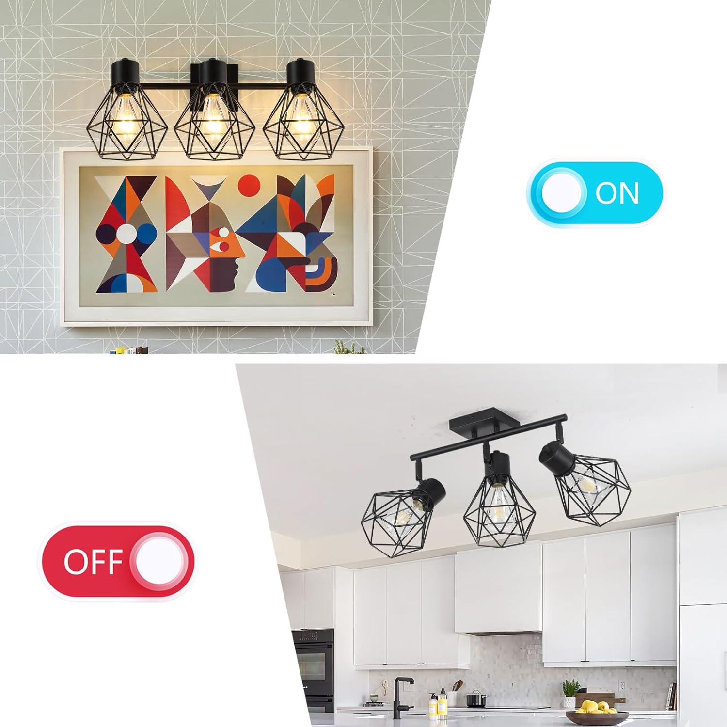 SEEBLEN 3 Light Track Ceiling Light Kit Black