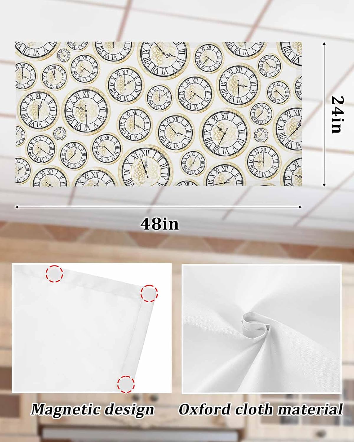 Gold Flower Clock Magnetic Light Covers 2PCS