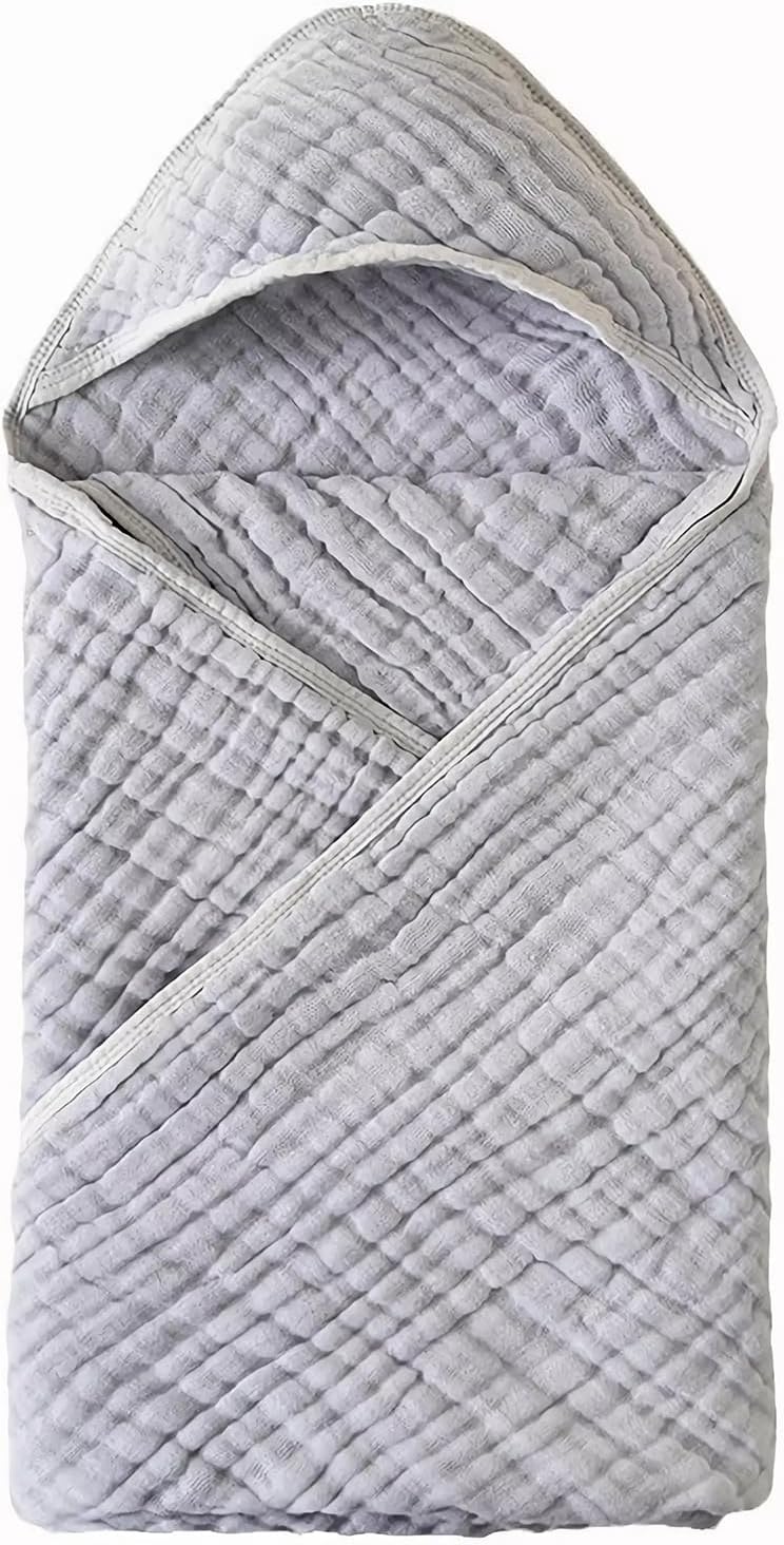 TinyTotsJoy Hooded Baby Towel 35x35 Inch Grey