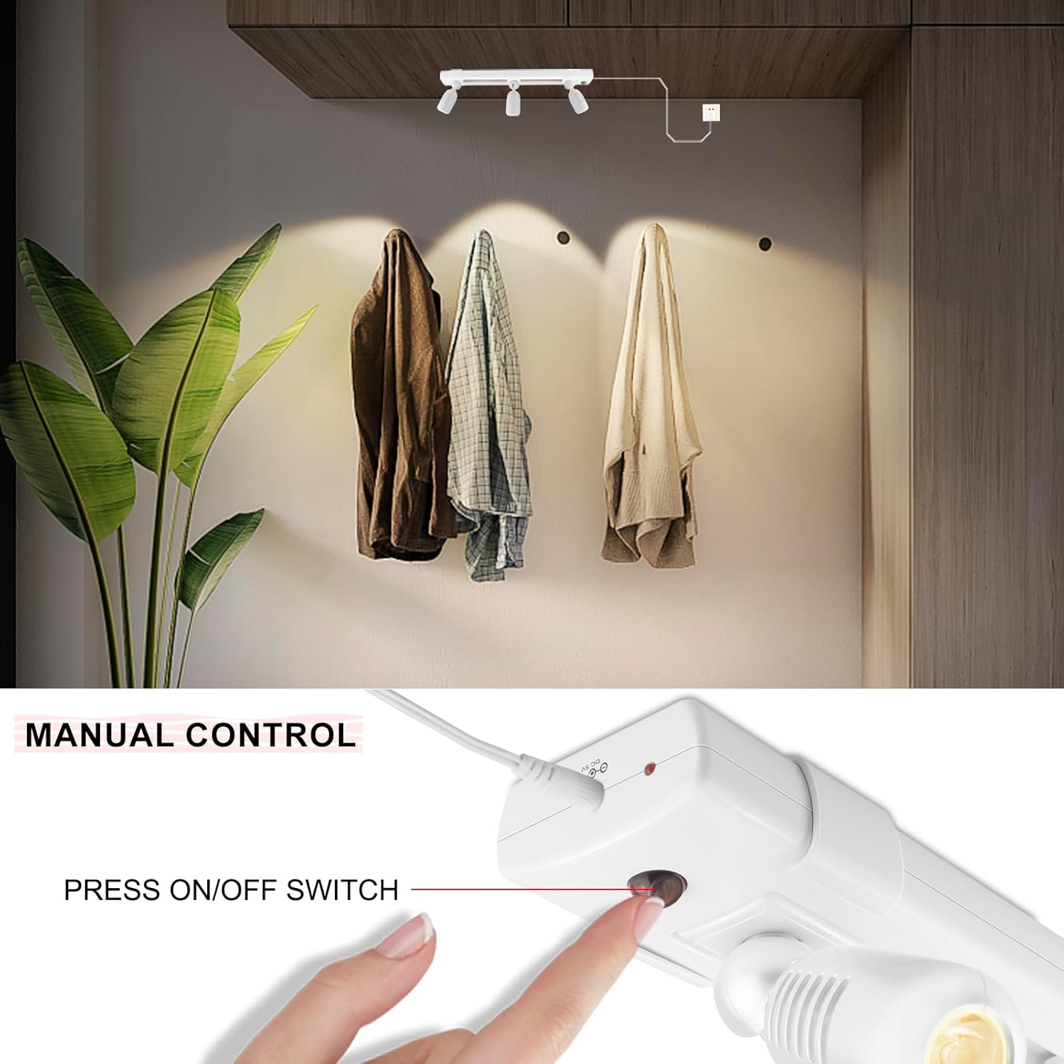 LUXSWAY 3-Head Dimmable Under Cabinet Track Light with Remote